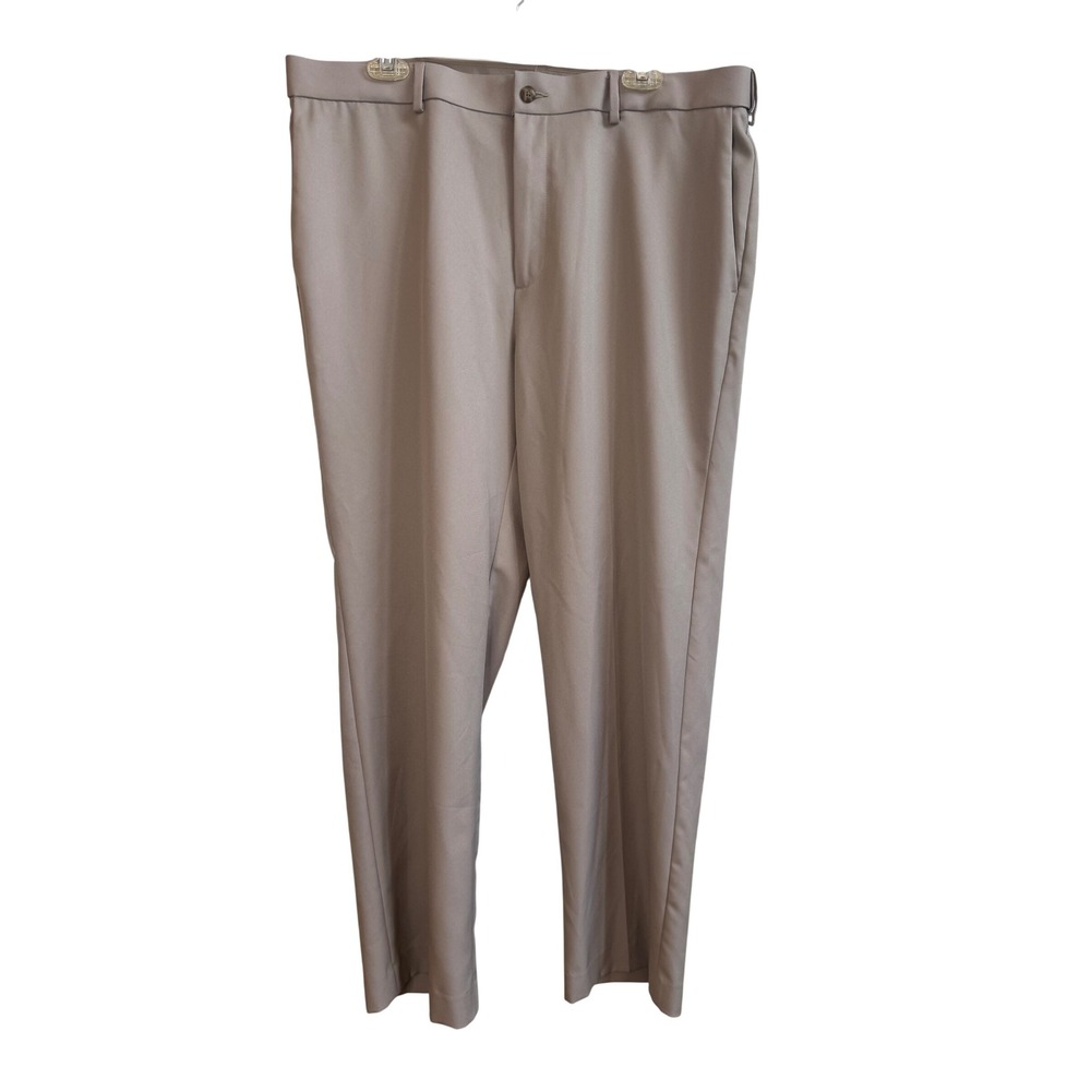 PGA Tour Mens Golf Pants Tan Khaki Flat Front Performance Trousers 38x30 SU28147